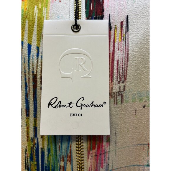 NWT Robert Graham Abstract Print Bomber Jacket White Multi M - Picture 6 of 10